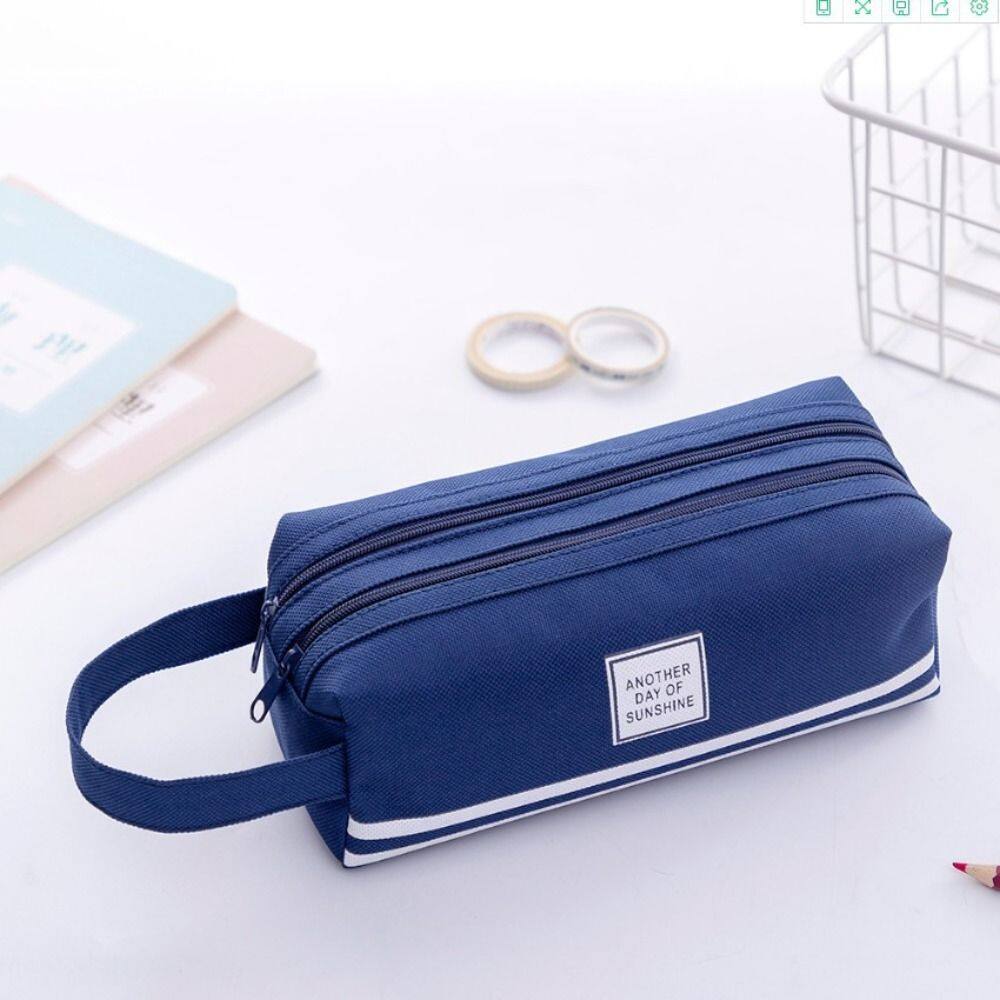 Đa chức năng Hai lớp Đơn giản Công suất lớn Canves Hộp bút chì Sinh viên Văn phòng phẩm Túi bút