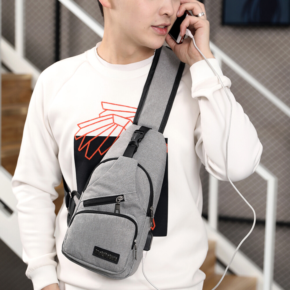 BAGOO Casual Oxford Cloth Chest Pack Solid Color Zipper Fanny Bag Men Outdoor Travel Crossbody Shoulder Packs Sports belt bag for men