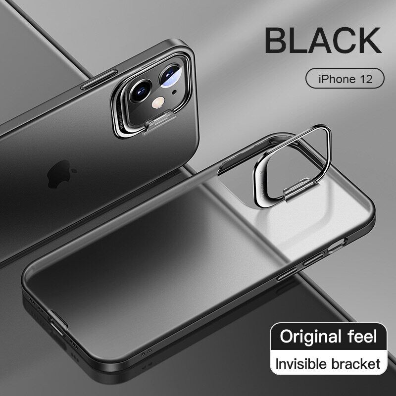 Bracket Matte Transparent Phone Case For iPhone 13 Pro Max 12Pro 12 Mini 12Pro Max 11 11Pro Max Camera Protection Shockproof Back Cover