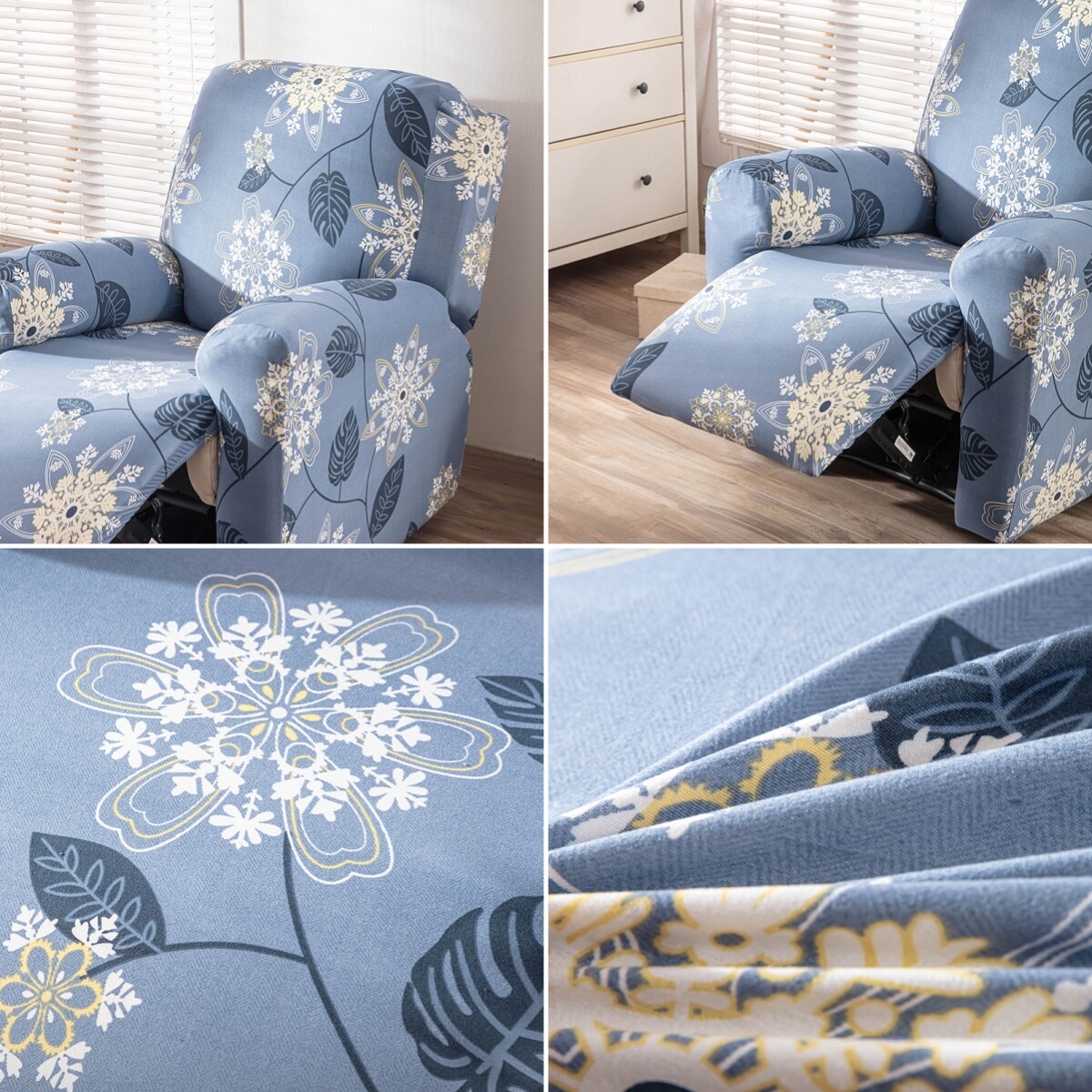 Đàn hồi có thể ngả Bọc ghế sofa đàn hồi thiết kế xẻ thư giãn Tấm phủ ghế sofa rắn phòng chờ ghế bành bao gồm với túi bên 4 cái/bộ