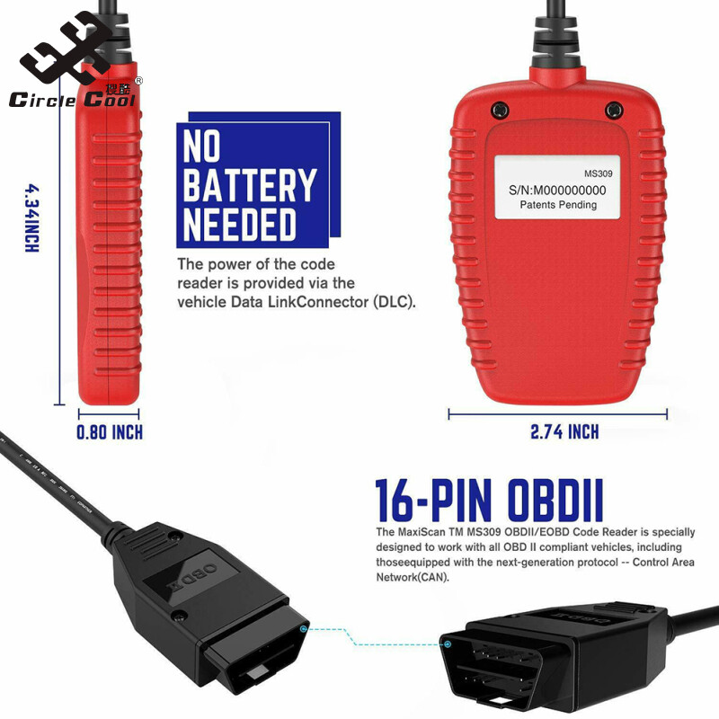 Circle Cool Ms309 OBD2 Scanner Car Check Engine Code Reader Fault Scanning Instrument OBDII Automatic Diagnostic Tool