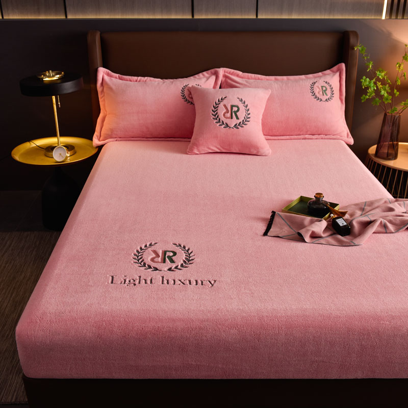 Winter warm Bed sheets, coral velvet bed sheets, plush pillowcases, fitted bed sheets, thickened bed sheets, plush bed sheets, all around bed sheets, multiple colors available, For bed size: Double / Queen / King / Super king