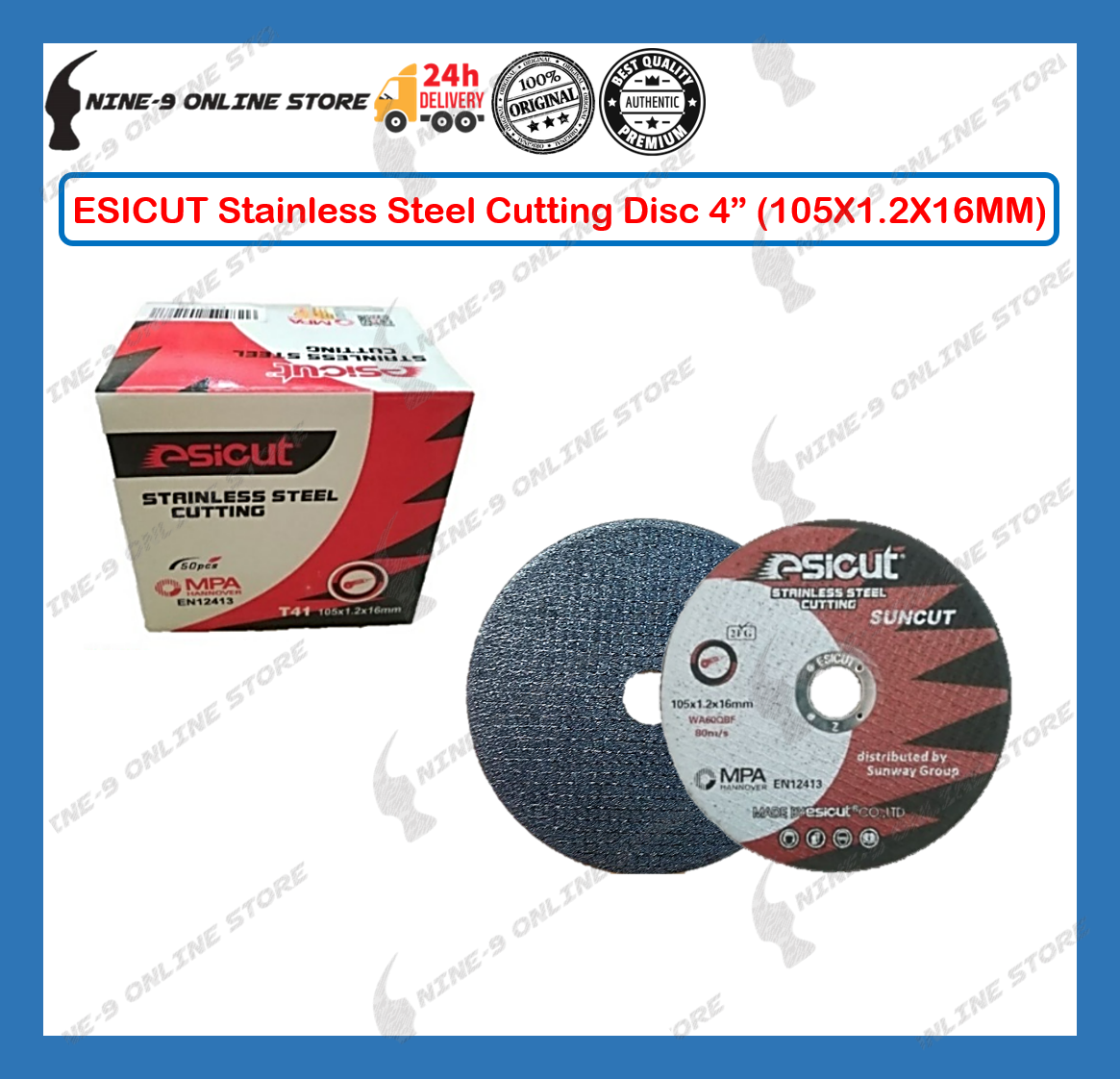 ESICUT Stainless Steel Cutting Disc 4” (105mm x 1.2mm x 16mm) | Lazada