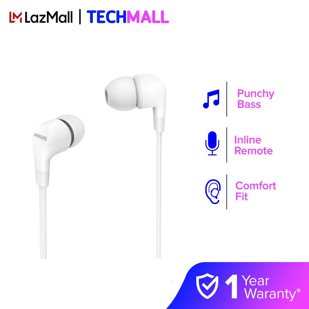 PHILIPS TAE1105 Series In-ear wired headphones 3.5 Jack HandFree Clear  Sound (1 year warranty) | Lazada