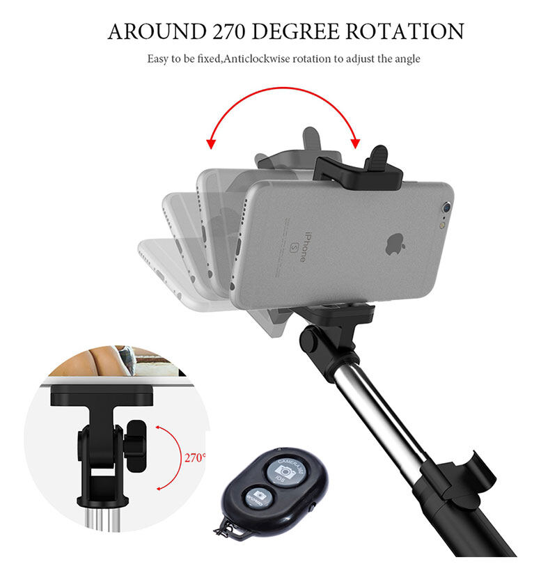 Zelion Chân Máy Đơn Di Động Gậy Chụp Ảnh Tự Sướng Bluetooth Camera Điều Khiển Từ Xa Có Nút Cầm Tay Gậy Selfie Cho iPhone 6 8 Plus Huawei Android Stick Z2