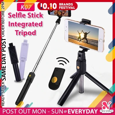 K07 Bluetooth Remote Selfie Integrated Extendable Tripod With Detachable Wireless Monopod Stand Selfie Stick Youtuber