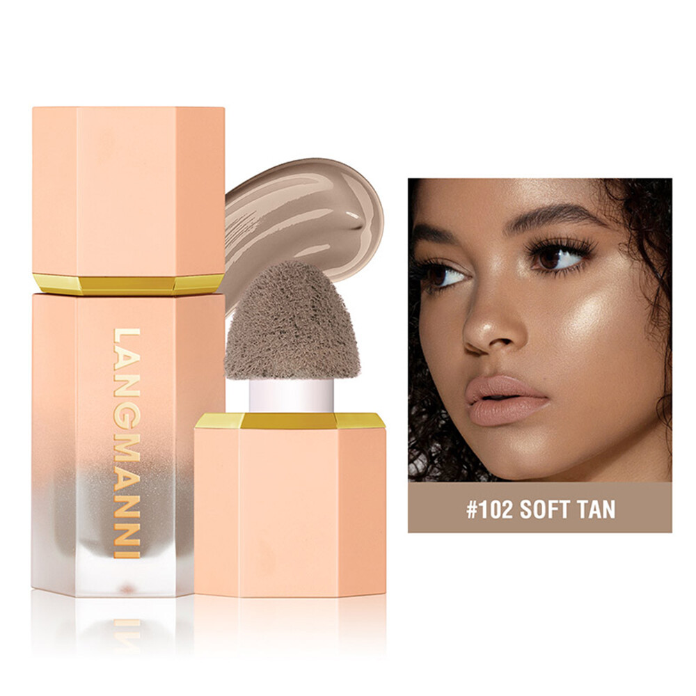 Face Liquid Bronzer Contour Cream with Sponge Waterproof Brighten Facial Highlight Nose Shadow Foundation Face Makeup Cosmetics