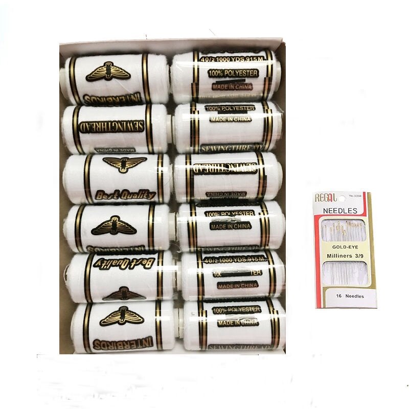 12-color Large Sewing Needle and Thread Set Sewing Kit Box Home Use Sewing Materials Black, White, Colorful Stitch Hand Stitching Sewing Clothes with Threads and Mending