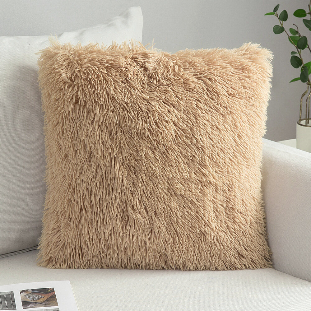 Plush Throw Pillow Household Nordic Plush Solid Short Plush Throw Pillow Case