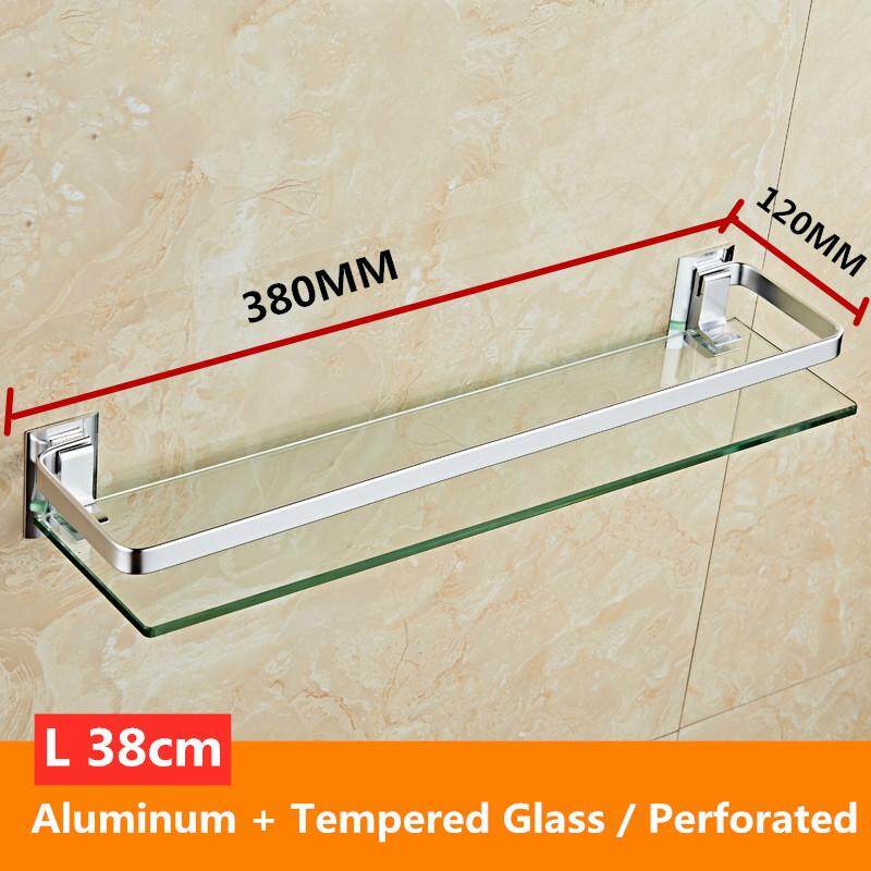 Single Layer Bathroom Shelf Glass Toilet Multipurpose Shelves Wall