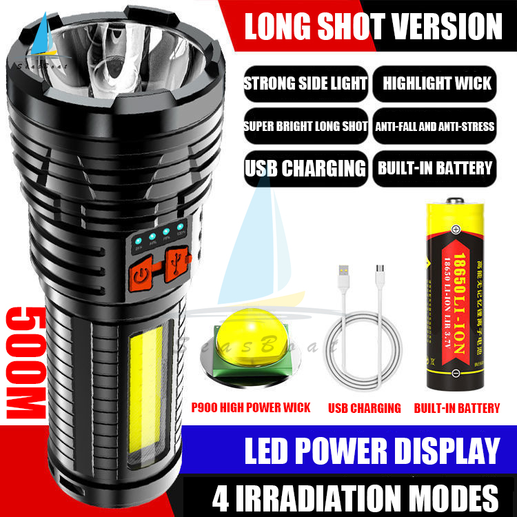 Original ultra-bright, ultra-long battery life flashlight, 4 modes, four power demand levels, LED USB rechargeable flashlight, tactical flashlight ABS material