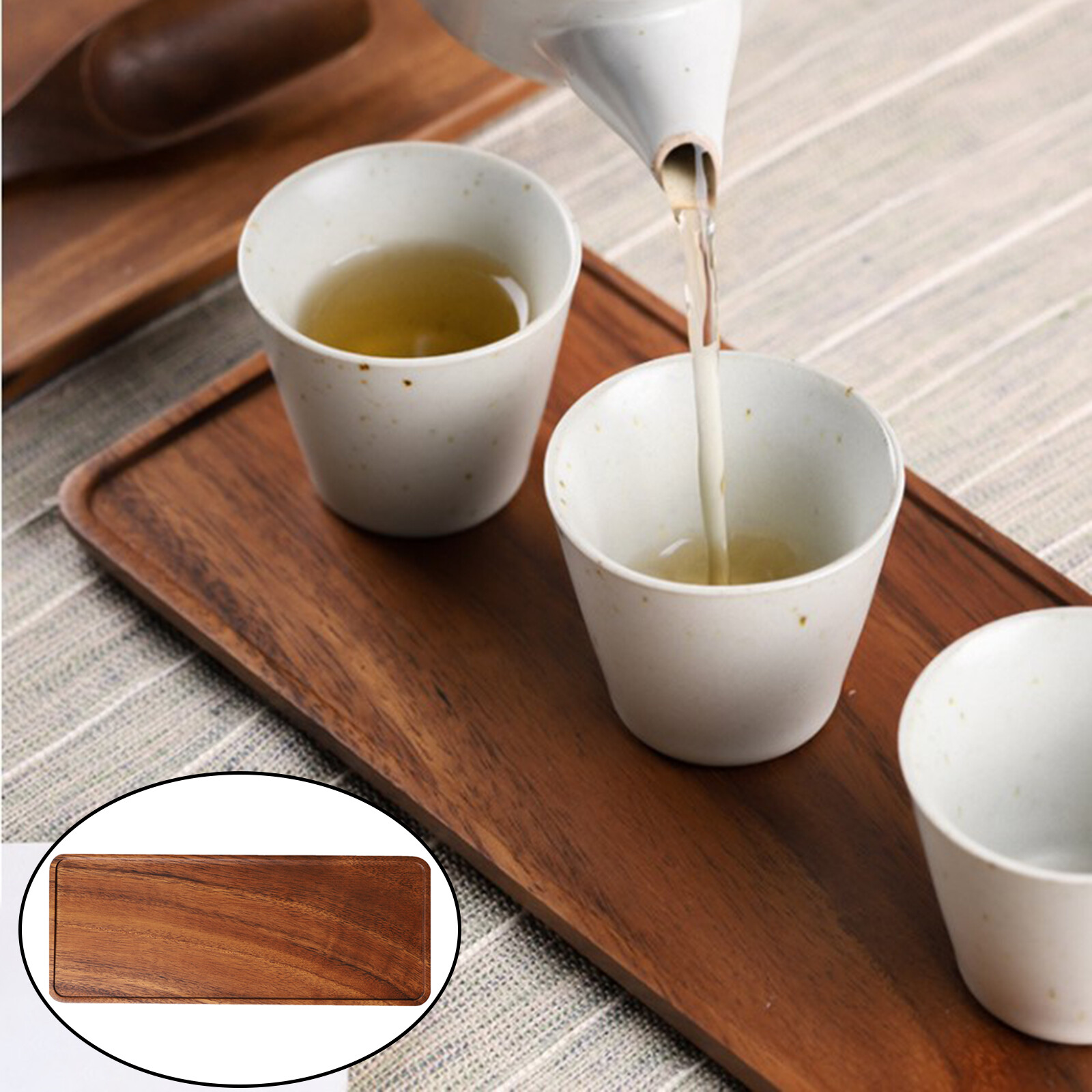 Blesiya Rectangular Wood Tea Tray Wooden Plate Coffee Sushi Snacks Serving Plate