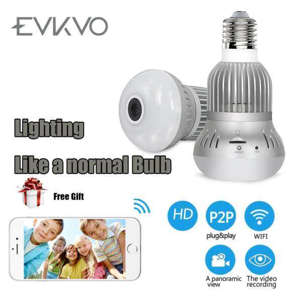 EVKVO 360 mắt ỨNG DỤNG 1080 P Chiếu Sáng Toàn Cảnh 360 Wifi IP Bóng Đèn Hồng Ngoại Mini Mắt Cá Hai Chiều