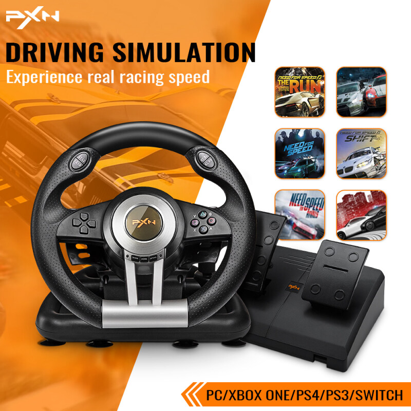 GSE PXN V3II Racing Game Steering Wheel With Pedals For PC,PS4,PS3,Nintendo  Switch,XBOX ONE, 180 Degree Racing Driving Simulator Steering Wheel Set USB  Wired Dual Motors Vibration Car Game Controller