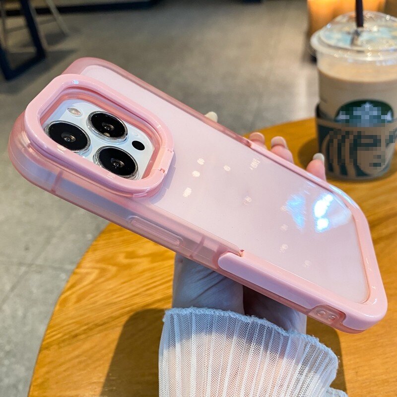 Transparent dual stand phone case for iphone 15 pro max 14 13 12 11 pro max x xs max xr 14 plus 15 plus 14 pro max tpu shockproof back cover iphone 12 13 pro
