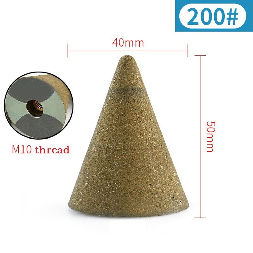 Toolstar Chamfering Diamond Head M10 Conical Diamond Grinding Head 50-200 Grit Stone Chamfering Grinding Polishing Grinding Head for Stones Chamfering, Grinding and Finishing