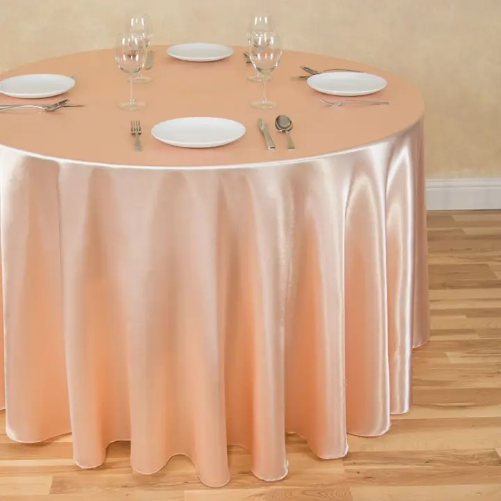 10pcs Peach 120 Round Elegant Satin, Tablecloths Round Tables