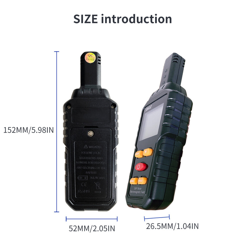 3-In-1 Digital Radiation Dosimeter Field Temperature LCD Display Handheld Multifunctional Detector Tester