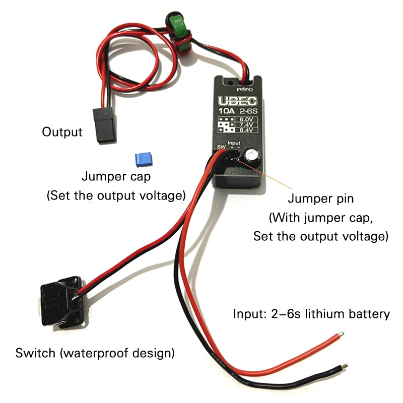 Hobbywing New Waterproof UBEC 10A Voltage Regulator Module 2-6S 6 / 7.4 / 8.4V 10A Adjustable Metal Shell BEC For RC Car Parts
