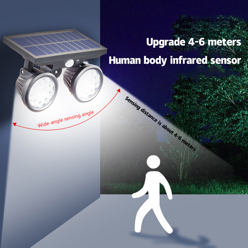 B&B Led Solar Light Double Head Spotlight Outdoor Projection Light Wall Light Lawn Light Aisle Light  Intelligent Human Body Induction