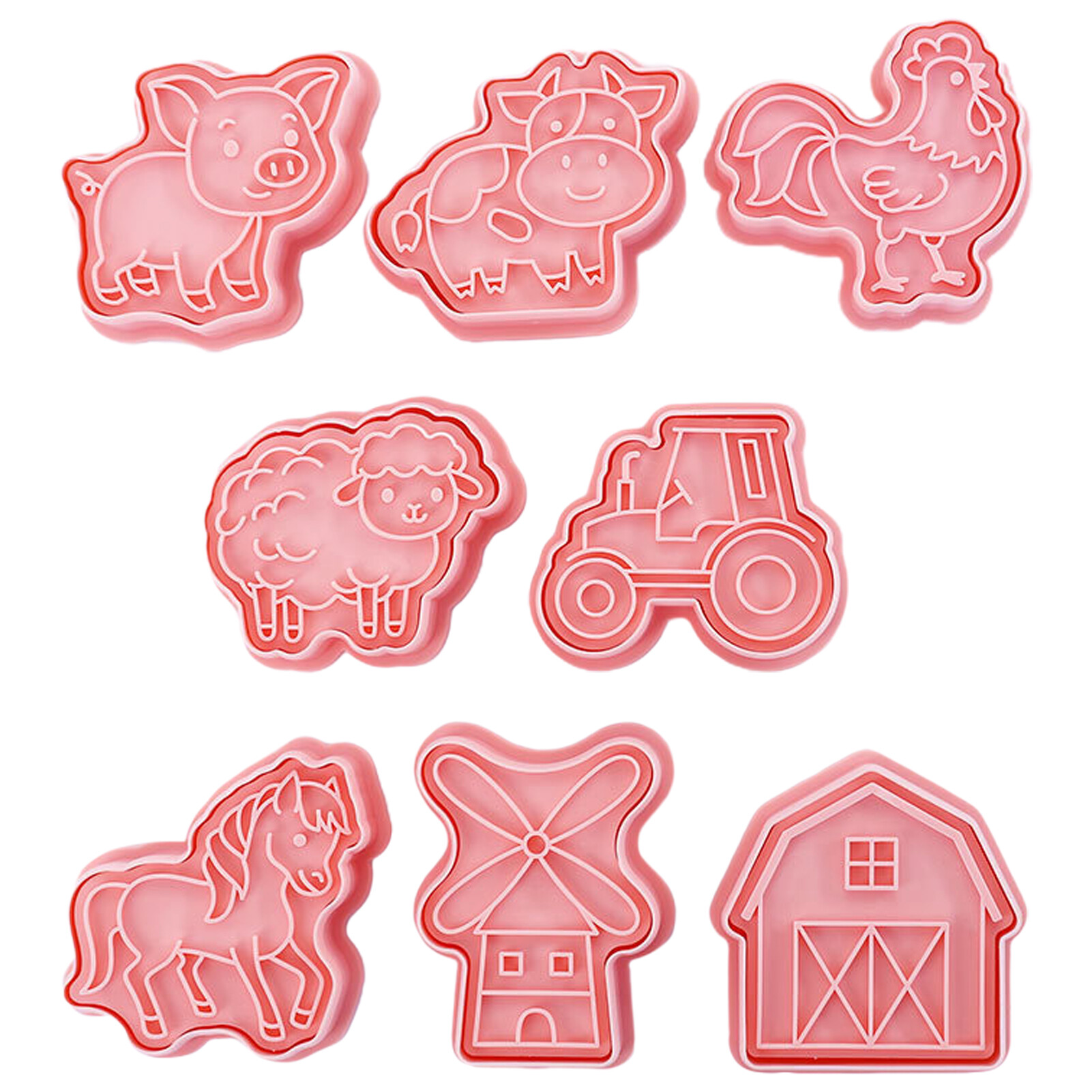 Terylin 8Pcs/Set Biscuit Mold Flexible Easy to Clean Pink Farmhouse Animal Cookie Cutter for Cake Shop Cookie Cutter Flexible