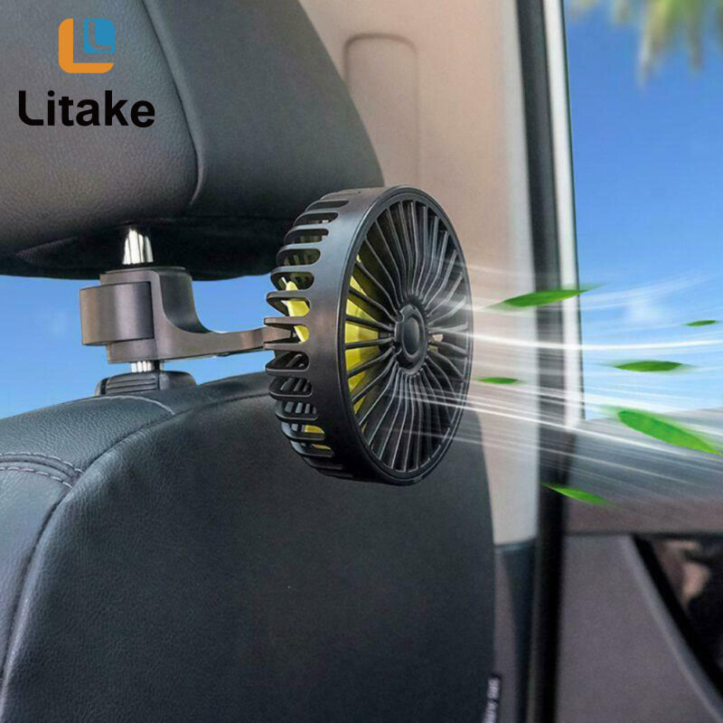 Usb Car Headrest Fan Mini Rear Seat 3-speed Adjustable Air Cooling Blowing Fans Plug And Play F407