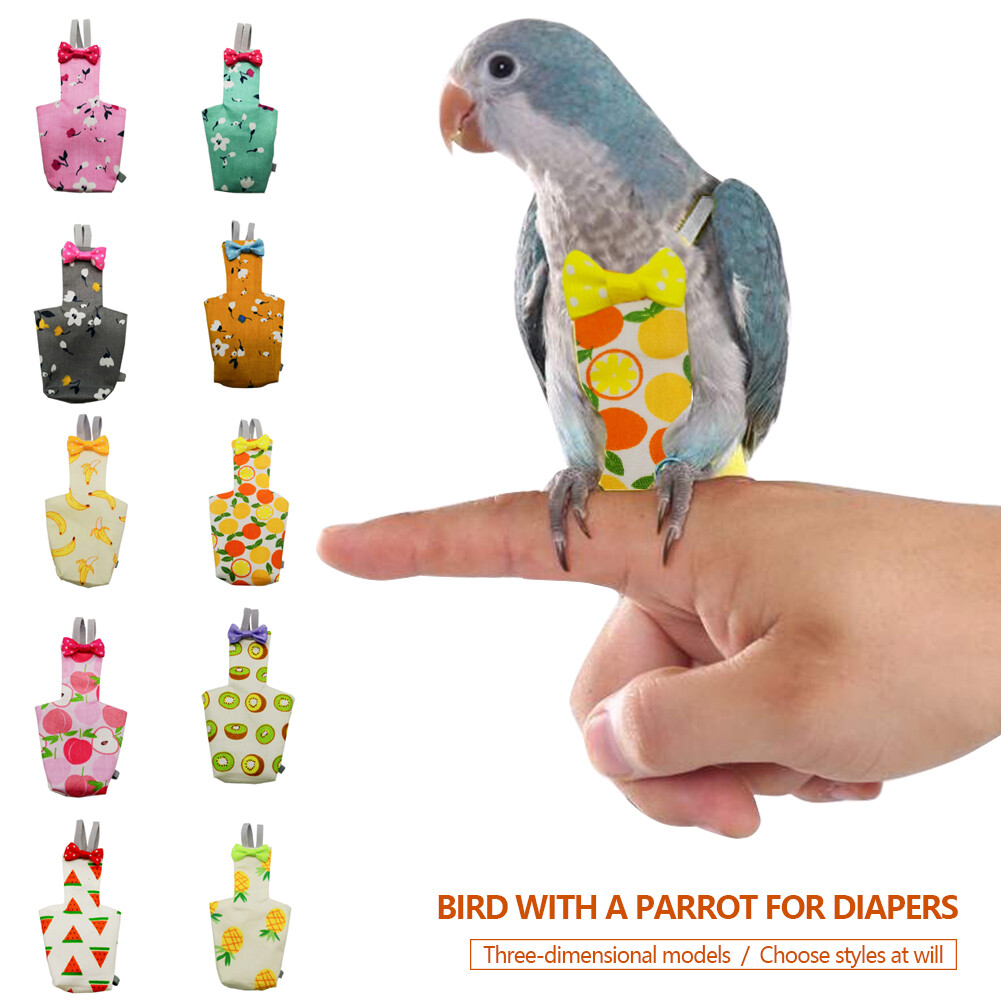 CAIRIAC Parrot Clothes, Parrot Diaper Bird Flight Suit With Adjustable