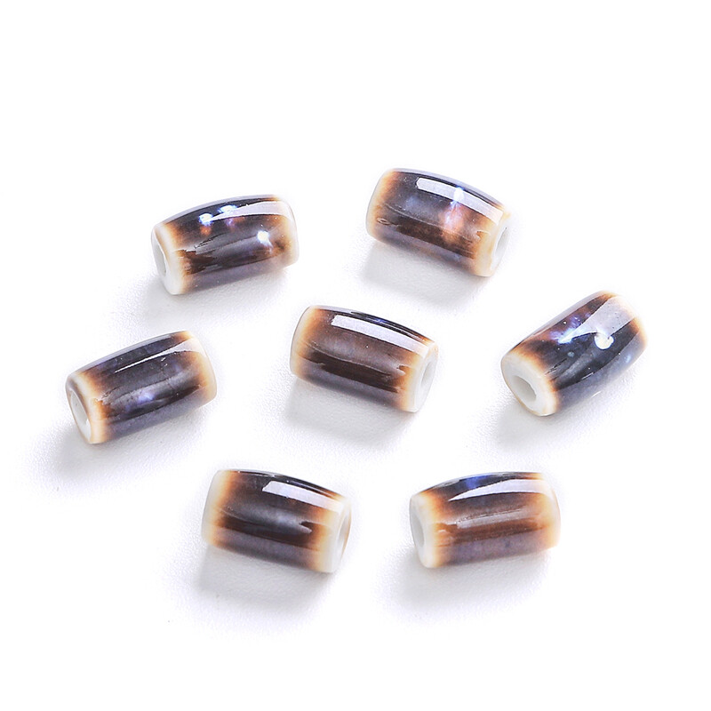 10pcs/Bag 10x6mm High Quality Unique Delicate Handmade Chinese Ceramic Porcelain Round Tube Shape Beads Charm For Earring Necklace Bracelet DIY Jewerlry Craft Making Accessories