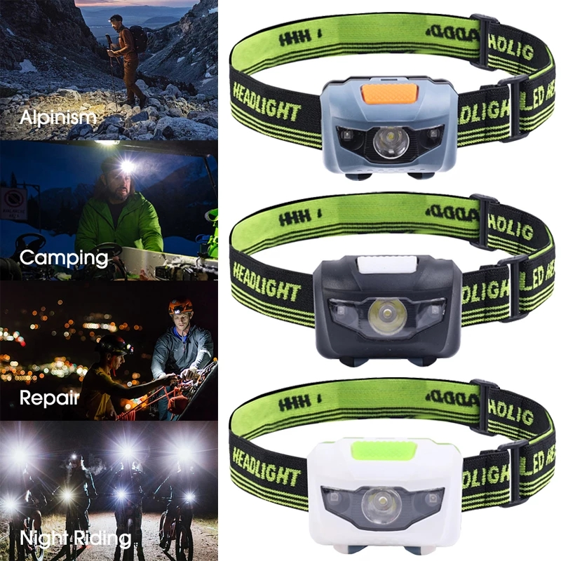 Portable Mini LED Headlamp 4 Modes Headlight Head Flashlights Lamp Light Hiking Camping Light for Fishing Riding Cycling