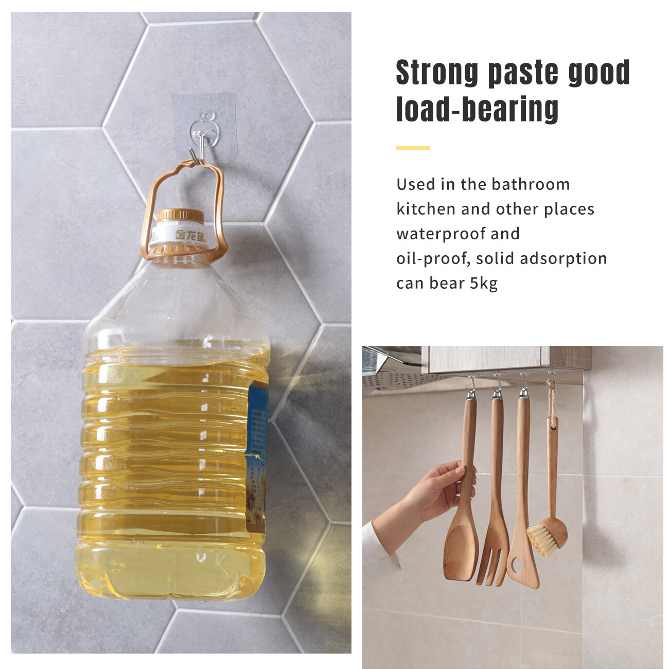 CNMF 5pcs Strong-Adhesive Free Punch Wall-Mounted Load-Bearing Paste Hook