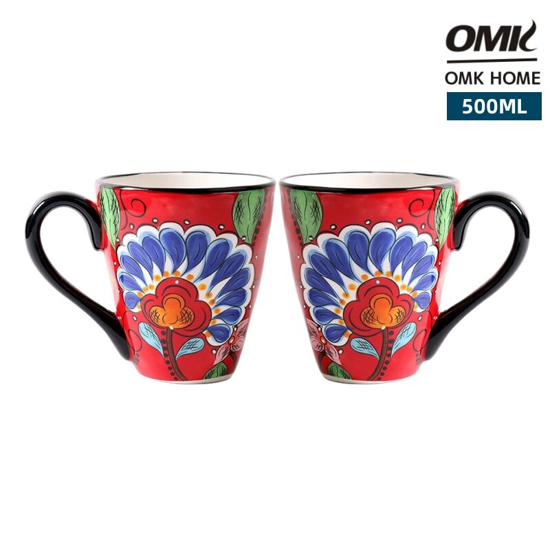 OMK American Style Underglaze Ceramic Mug 500ML Breakfast Cup Natalia Collection