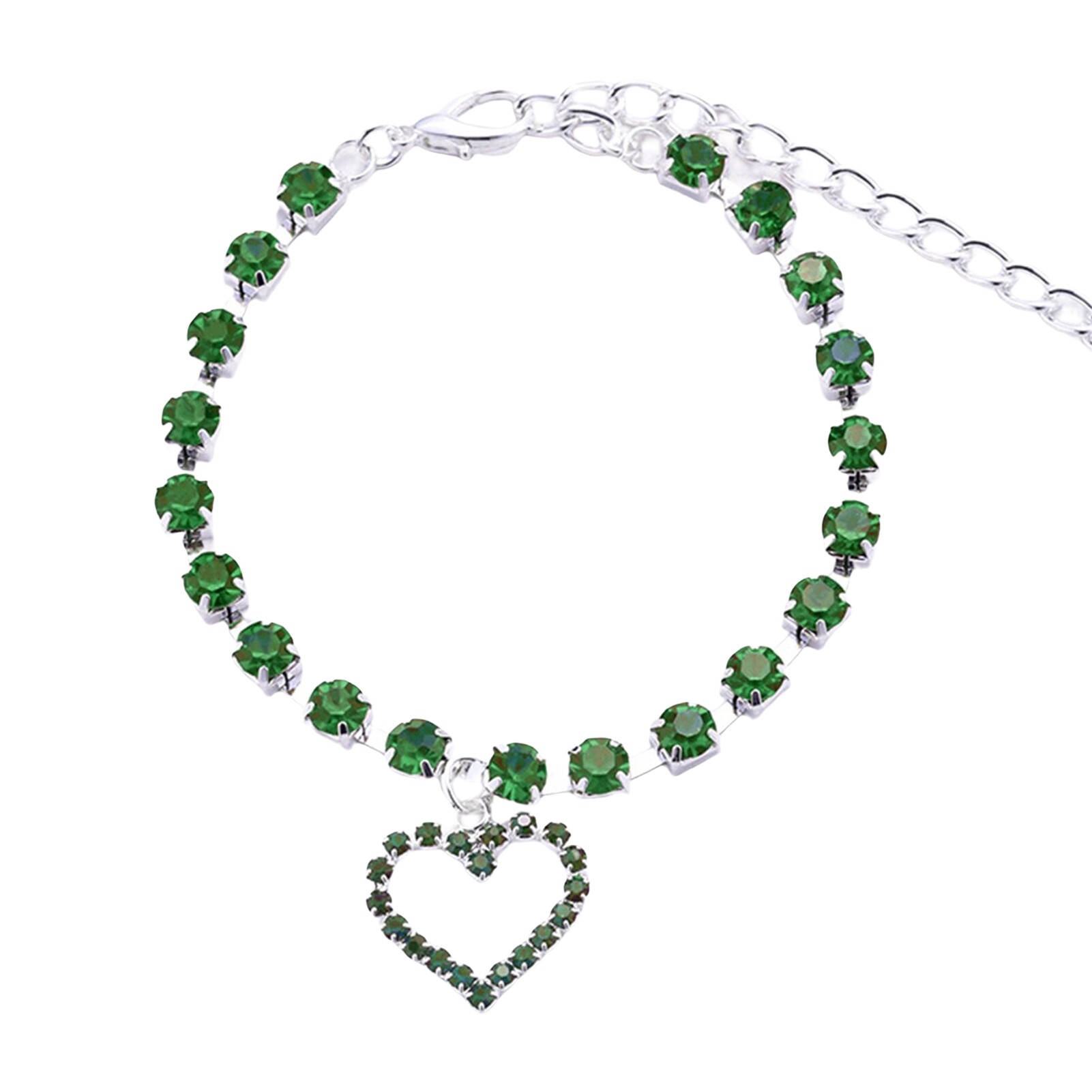 Pet Necklace Exquisite Attractive Pet Dog Cat Rhinestones Heart Pendant Collar Pet Supplies