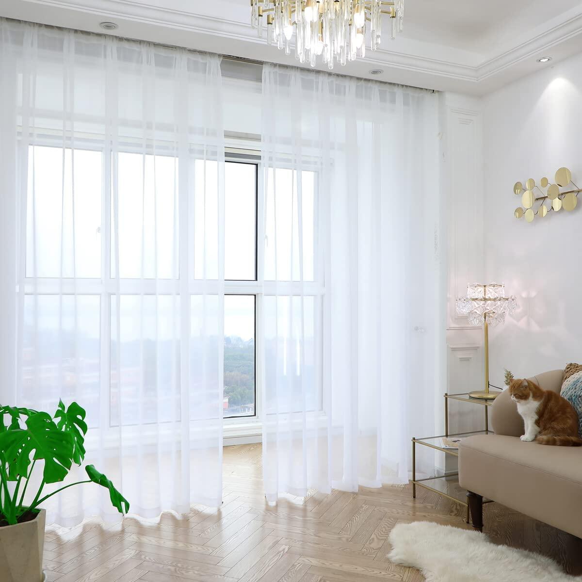 Langsir Putih Jarang for Sliding Door Sheer Tulle Voile Curtain for