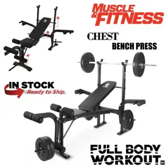 Workout Muscle Chest Press Barbell Premium Black Bench Home Gym
