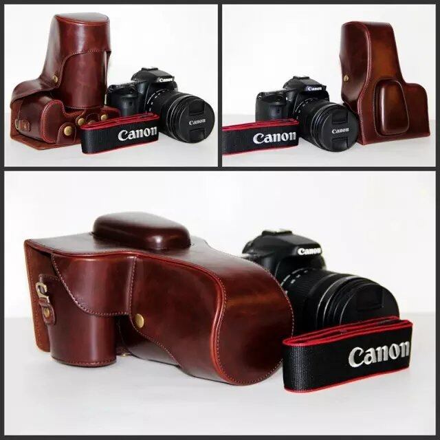 Pu leather case cover camera bag for canon eos 90d 80d 70d 60d 80d2 80dii with battery opening