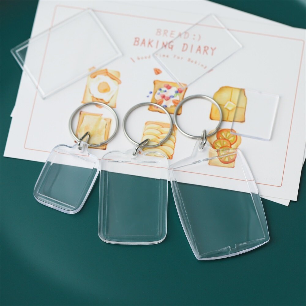 5 Cái/gói Hình Chữ Nhật Trong Suốt Trống Acrylic Chèn Keychain Ảnh Khung Ảnh Keyring Chủ Tự Làm Chia Nhẫn KeyChain Quà Tặng