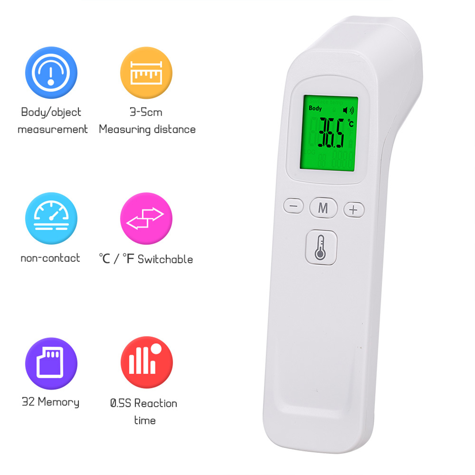 Nhiệt kế hồng ngoại màn hình kỹ thuật số LCD thiết kế nhẹ và di động dễ dàng mang theo - INTL