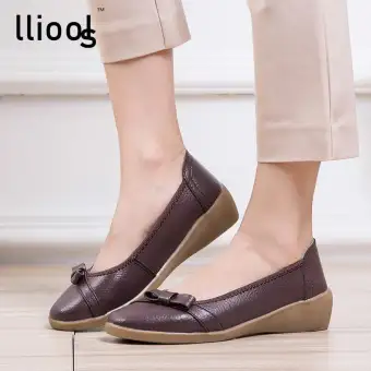 Lliools Work Shoes Women With Soft Leather Sole Comfortable Cow