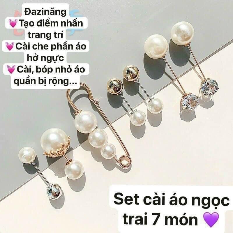 Set 7 món cài áo ngọc trai nhân tạo cho nữ