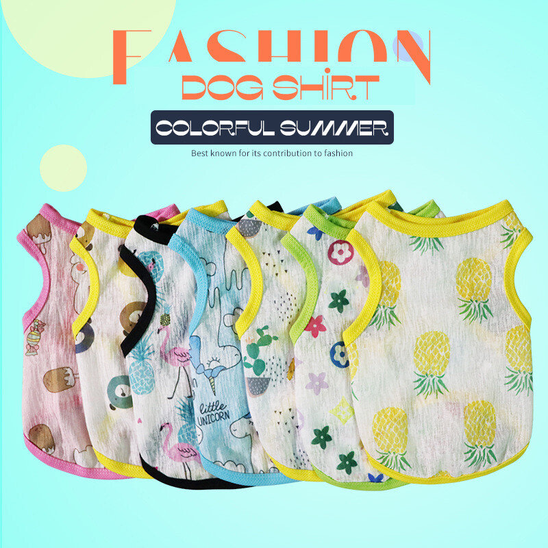 DY Loving 7 Styles Cute Pet Dog Shirt Summer Vest Breathable Thin Cool Vest Cat Shirt Comfort Casual Vest for Dog Puppy Cat Kitten Shihtzu