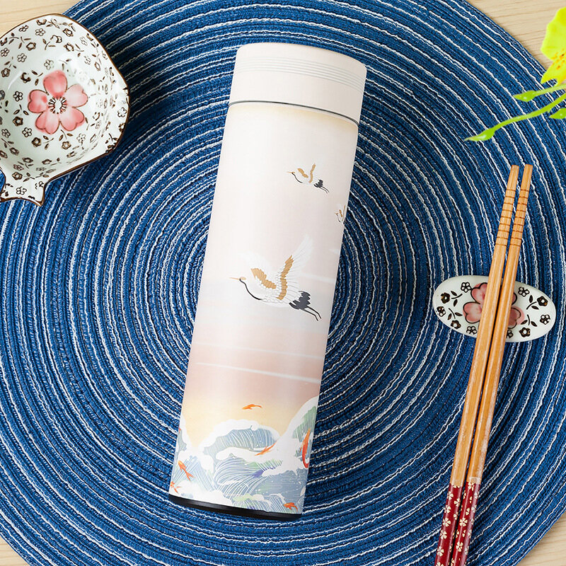 500ml Creative Retro Thermos Bottle Chinese Style Stainless Steel Teacup Thermal Coffee Cup Water Bottle Drinkware Best Gift