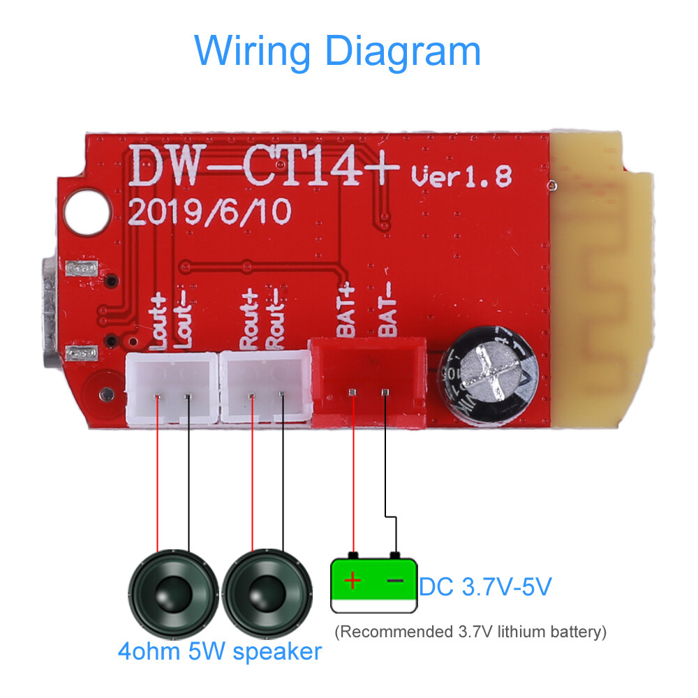 Bảng Mạch Bluetooth Âm Thanh Nổi, Mô-đun Khuếch Đại Công Suất CT14 Micro 5.0, 5VF 5 W + 5W Mini Có Cổng Sạc Để Lắp Lại Hộp Âm Thanh Nhàn Rỗi
