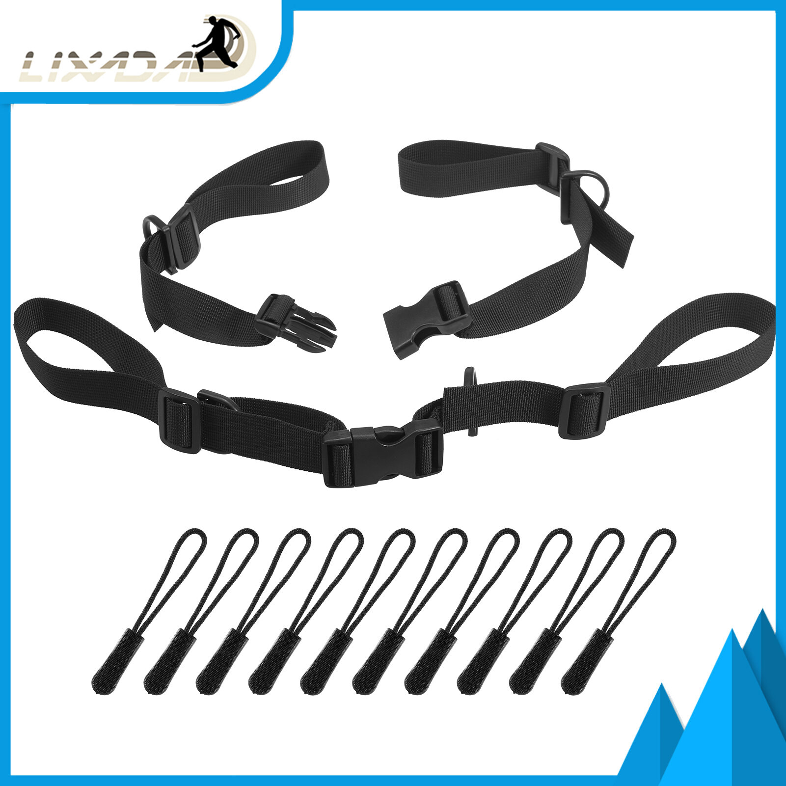 Lixada 2 Packs Adjustable Backpack Chest Straps Sternum Straps Belts with 10pcs Zipper Pulls