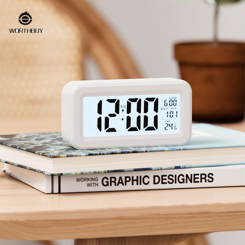 Alarm clock simple clock digital display LCD lazy snooze mute backlight electronic clock