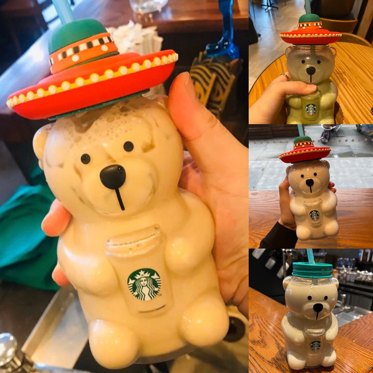 Starbuck 2020 Latin American Style Bear Glass Straw Cup