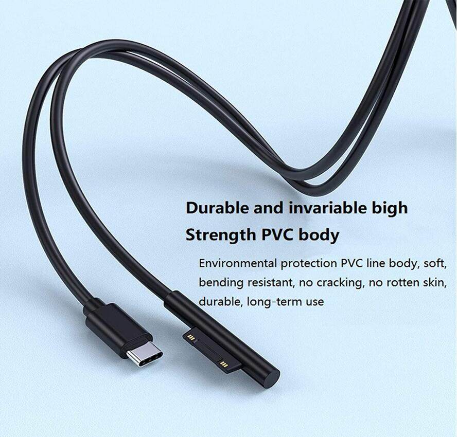 Surface Kết Nối Với Cáp Sạc USB-C 15V/3A, Tương Thích Với Microsoft Surface Pro 7/6/5/4/3, Surface Laptop 3/2/1, Surface Go