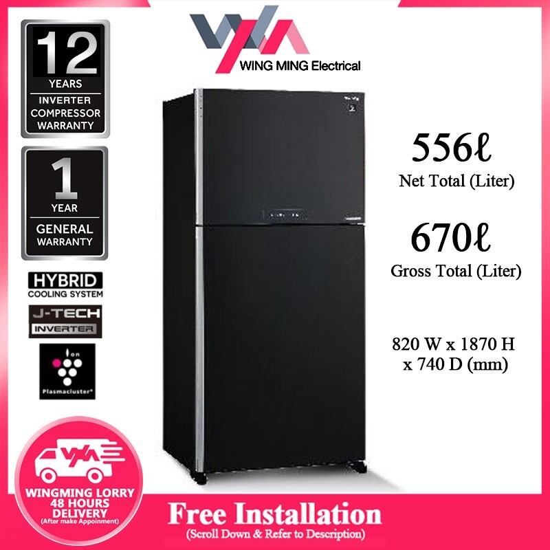 [Free Installation within Klang Area] Sharp 670L SJP70MFMK (Black) 2 DOOR Pelican Fridge Refrigerator 1 Years General Warranty
