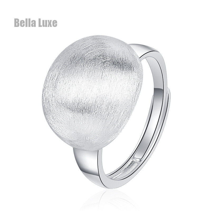 New S925 Sterling Silver Brushed Polished Hemispherical Ring Matchless Women's Index Finger Ring