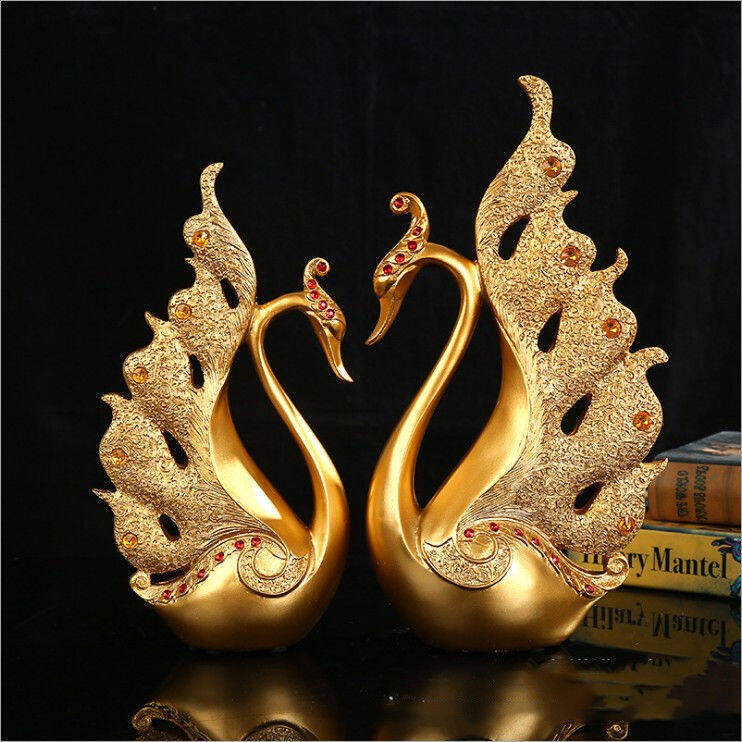 2PCS Couple Swan Decoration Living Room Ornaments TV Cabinet Home Decoration Creative Wedding Gift Housewarming Gift