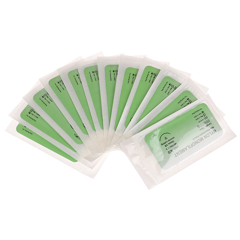 Sporter 12Pcs/set Nylon Monofilament Medical Thread With Needle Surgical Suture Training
